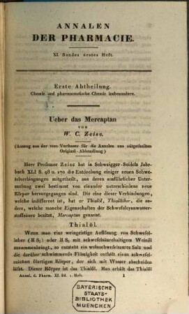 Annalen der Pharmacie. 11, 11. 1834