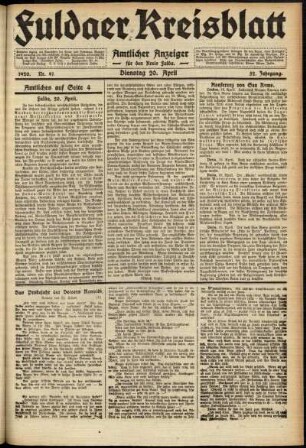 Ausgabe vom Dienstag, den 20. April 1920.