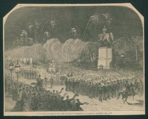 Torchlight Procession in New York in Honor of Alexander von Humboldt, September 14th, 1869.