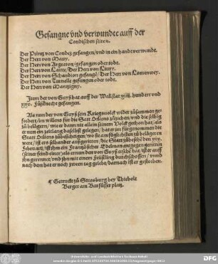 Gefangne und verwundte auff der Condischen seiten.