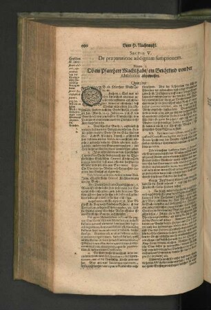 SECTIO V. De praeparatione ad dignam sumptionem. NUMER. I. Ob ein Pfarrherr Macht habe ein Beichtkind von der Absolution abzuweisen. Quaeritur: