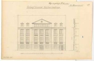 Einfamilienhaus Monatskonkurrenz Januar 1912: Aufriss Straßenansicht, Vertikalschnitt der Fassade; Maßstabsleiste