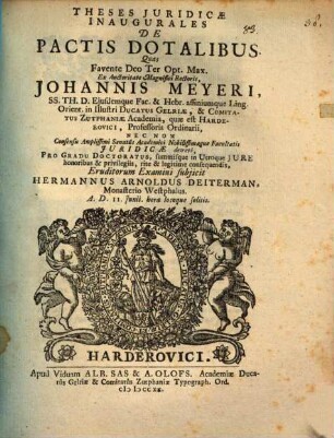 Theses iur. inaug. de pactis dotalibus