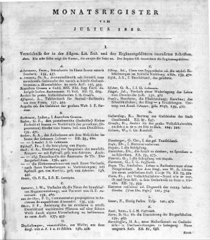 Monatsregister vom Juli 1829