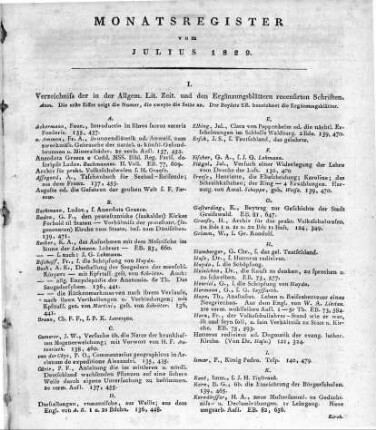 Monatsregister vom Juli 1829