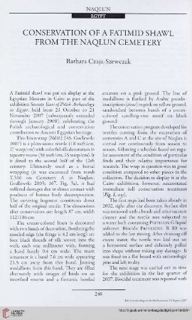 19: Conservation of a fatimid shawl from the Naqlun cemetery