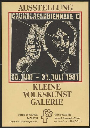 Ausstellungswerbung: "Grundlagenbiennale II" von 30.06. bis 31.07.1981