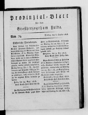Num. 79., Ausgabe vom 8. Oktober 1816