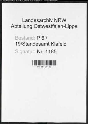 Sterberegister Standesamt Klafeld