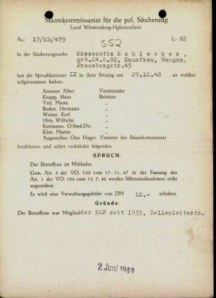 Schlecker, Kreszentia