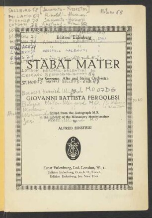 Stabat Mater for Soprano, Alto and String Orchestra