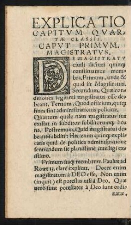 Caput Primum. Magistratus.