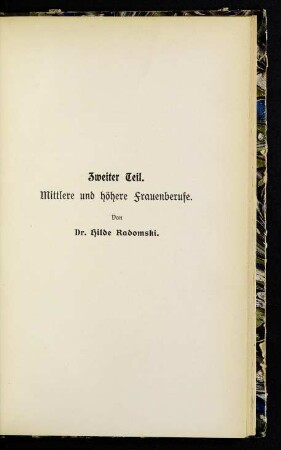 141-235 Zweiter Teil. Mittlere und höhere Frauenberufe