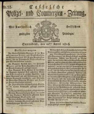Nr. 32, Sonnabend, den 22sten April 1815