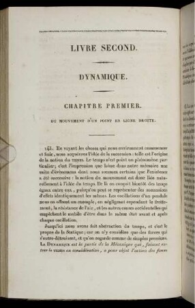 Livre Second. Dynamique.
