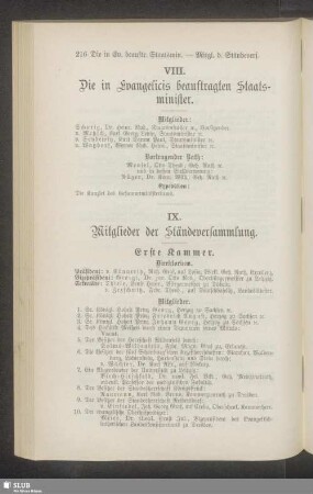 VIII. Die in Evangelicis beauftragten Staatsminister