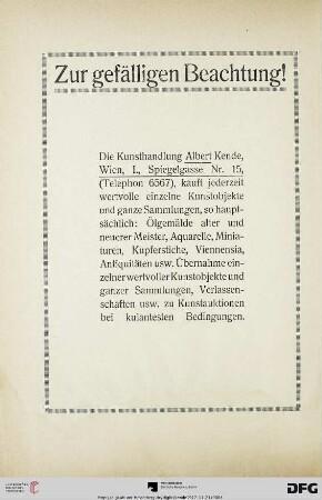Zur gefälligen Beachtung!