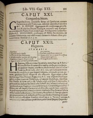 Caput XXI. [ - ] XXIX.; Gengenbachium; Hagenoa; Hamburgum; Halla Suevorum