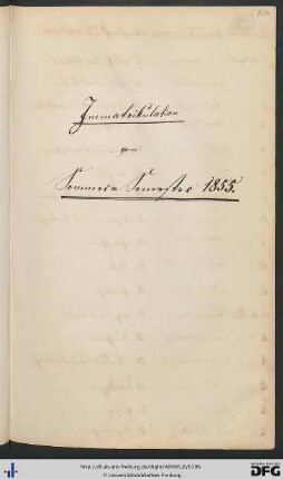 [fol. 164] Sommersemester 1855
