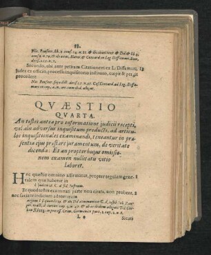 Quaestio Quarta. An testes antea pro informatione iudicii recepti, vel alu adversus inquisitum producti ..