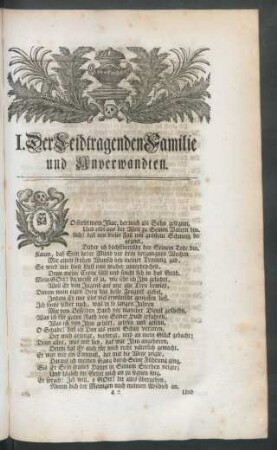 I. Der Leidtragenden Familie und Anverwandten