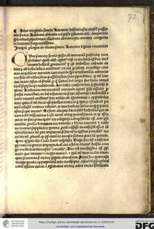 Incipit prologus in vitam sancte Katerine virginis et martiris.