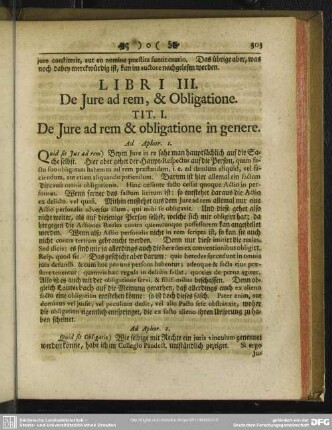 Liberi III. De Iure ad rem, & Obligatione
