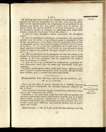 Démonstration d´un théorême curieux sur les nombres;