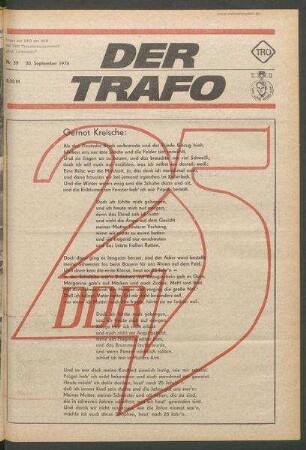 TRO-Betriebszeitung 'Der Trafo'; Nr. 39/1974 (30. September 1974)