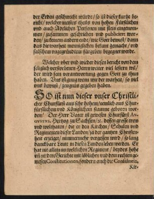 So ist nun dieser unser Christlicher Churfürst ...