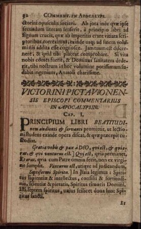 Victorini Pictavionensis Episcopi Commentarius In Apocalypsin.