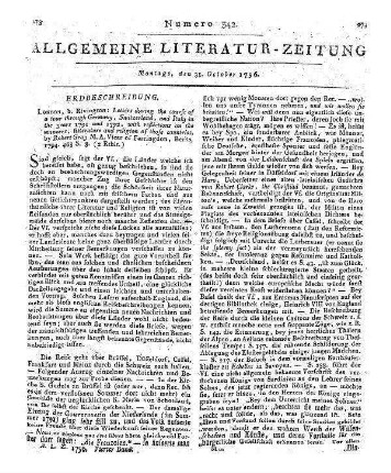 Gray, R.: Letters during the course of a tour through Germany, Switzerland, and Italy in the years 1791 and 1792. London: Rivington 1794