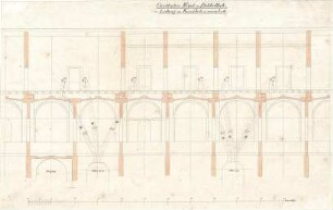 Gärtner, Friedrich von; München, Ludwigstr.; Staatsbibliothek - Ostflügel - Leitung der Kanäle für Warmluft (Schnitt)