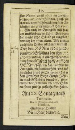 Am XX. Sontag nach Trinitatis.