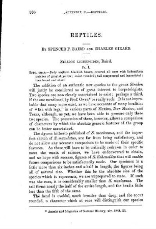 Reptiles, by Prof. Baird and Charles Girard