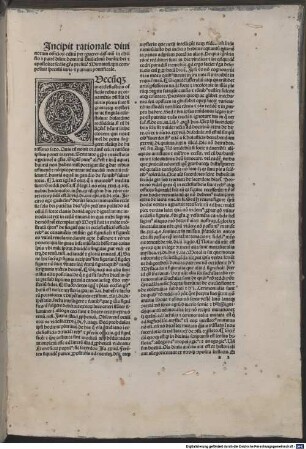 Rationale divinorum officiorum : mit Widmungsbrief an Kardinal Petrus Ferriz, Bischof von Tarazona, von Johannes Aloisius Tuscanus