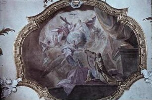 König David spielt vor der Trinität die Harfe