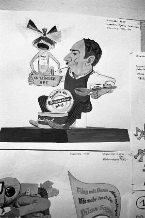 Entwürfe der Karlsruher Wagenbauer für den Fastnachtsumzug 1968.