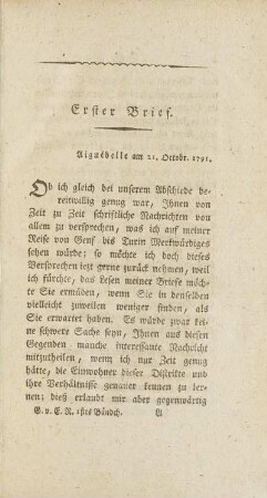 Erster Brief. Genf etc.