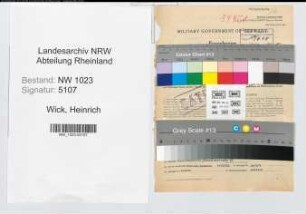 Entnazifizierung Heinrich Wick , geb. 09.01.1886 (Amtsgerichtsrat)