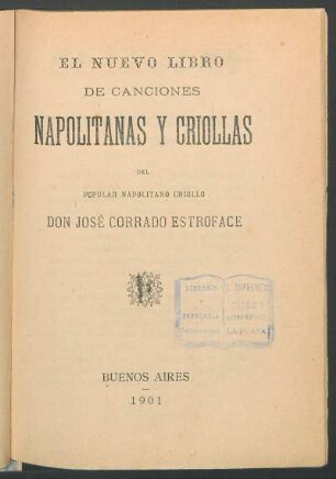 El nuevo libro de canciones napolitanas y criollas