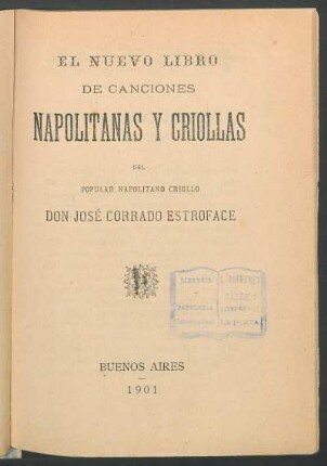 El nuevo libro de canciones napolitanas y criollas