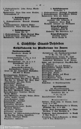 4. Behördenverzeichnis : 4. Sächsische Staats-Behörden