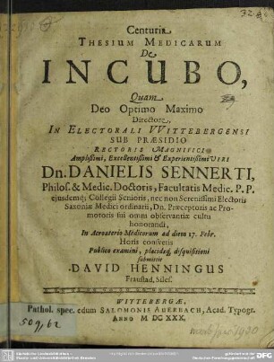 De incubo : centuria thesium