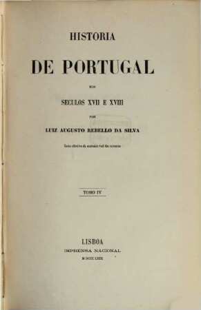 Historia de Portugal nos seculos XVII e XVIII. 4