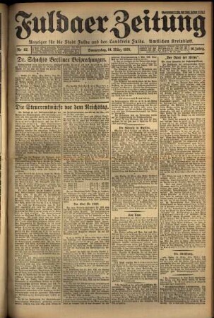 Erste Ausgabe vom Donnerstag, den 14. März 1929.