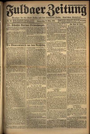 Erste Ausgabe vom Donnerstag, den 14. März 1929.