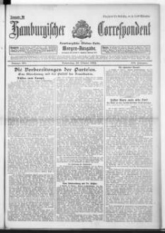 Hamburgischer Correspondent und Hamburgische Börsen-Halle : ältestes Hamburger Handels- u. Börsenbl. ; bedeutendste u. größte Schiffahrts-Zeitung Deutschlands, Morgenausgabe