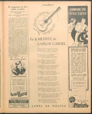 En la muerte de Carlos Gardel