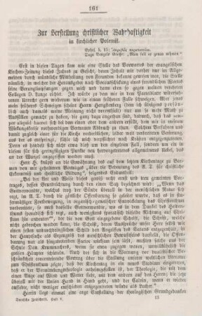 161-174 Zur Herstellung christlicher Wahrhaftigkeit in kirchlicher Polemik
